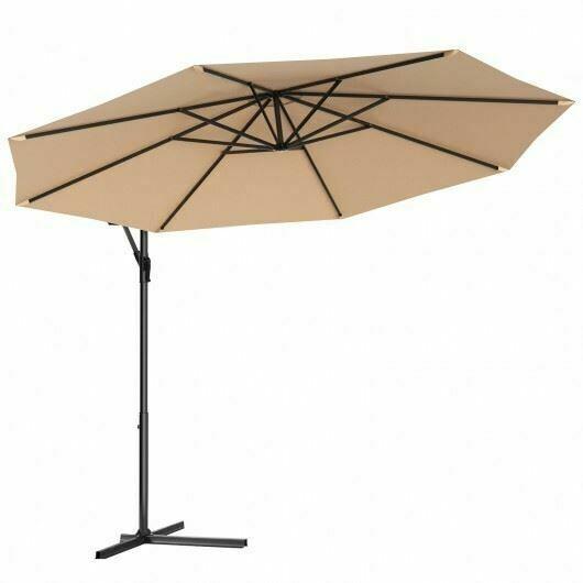 Modern 10' Patio Outdoor Sunshade Hanging Umbrella w/o Weight Base-Beige