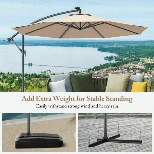 Modern 10' Patio Outdoor Sunshade Hanging Umbrella w/o Weight Base-Beige