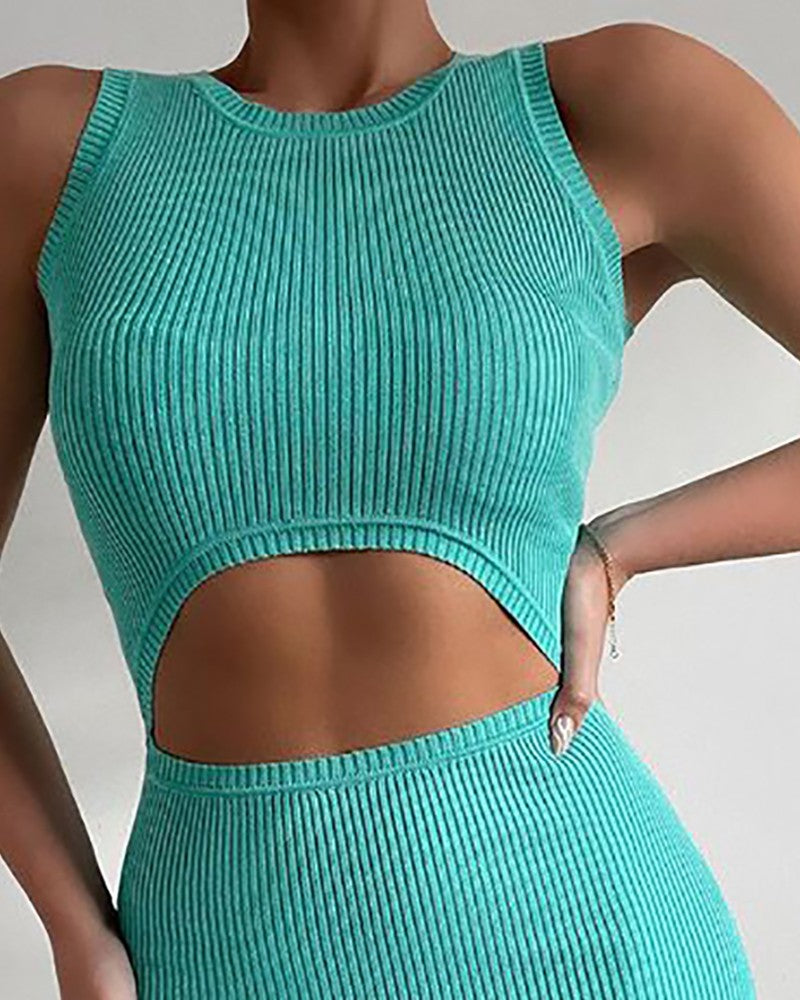 Sleeveless Cutout Knit ny Maxi Dress