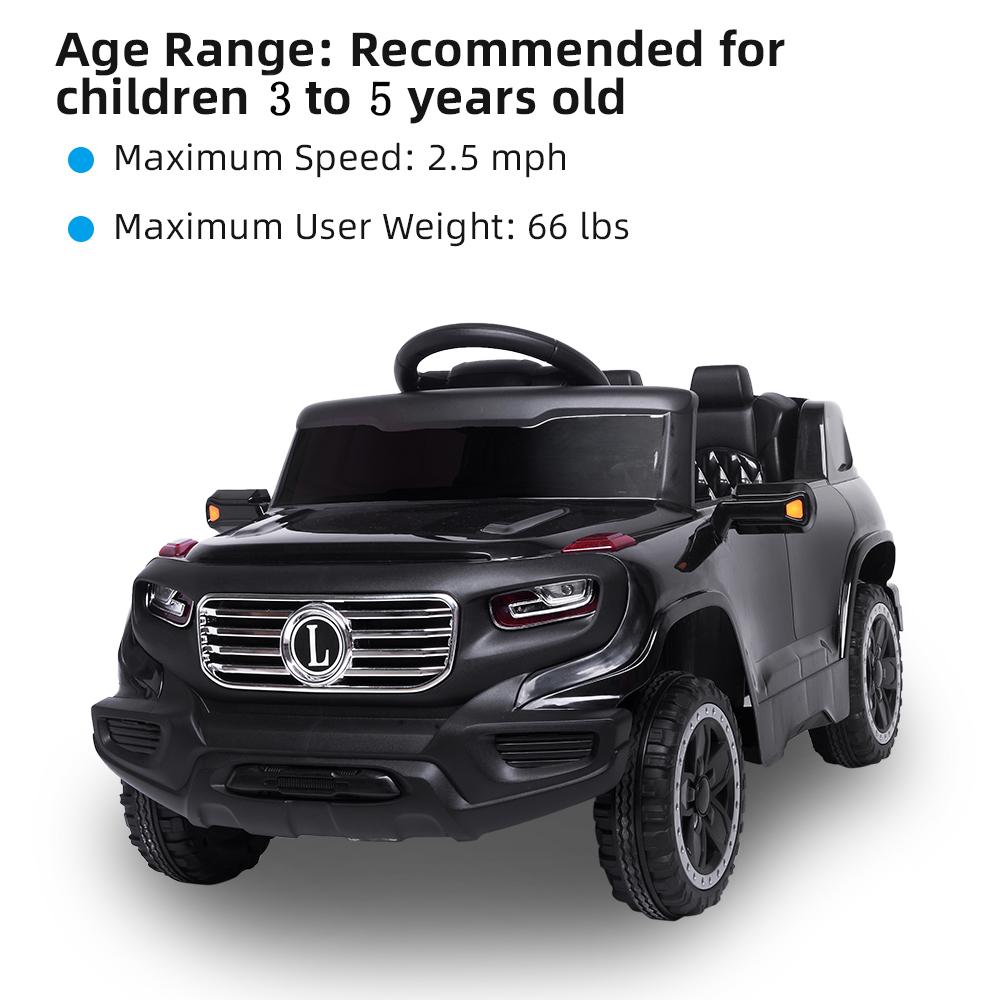 Ride On Toys for Kids 6 volt, Powered Ride on Car w/ Parental Remote Control &amp; Manual Modes, Music, Horn, Lights, Volume Control Functions, Electric Vehicle for 3-5 Years Old Boy Girls, Black, W4510
