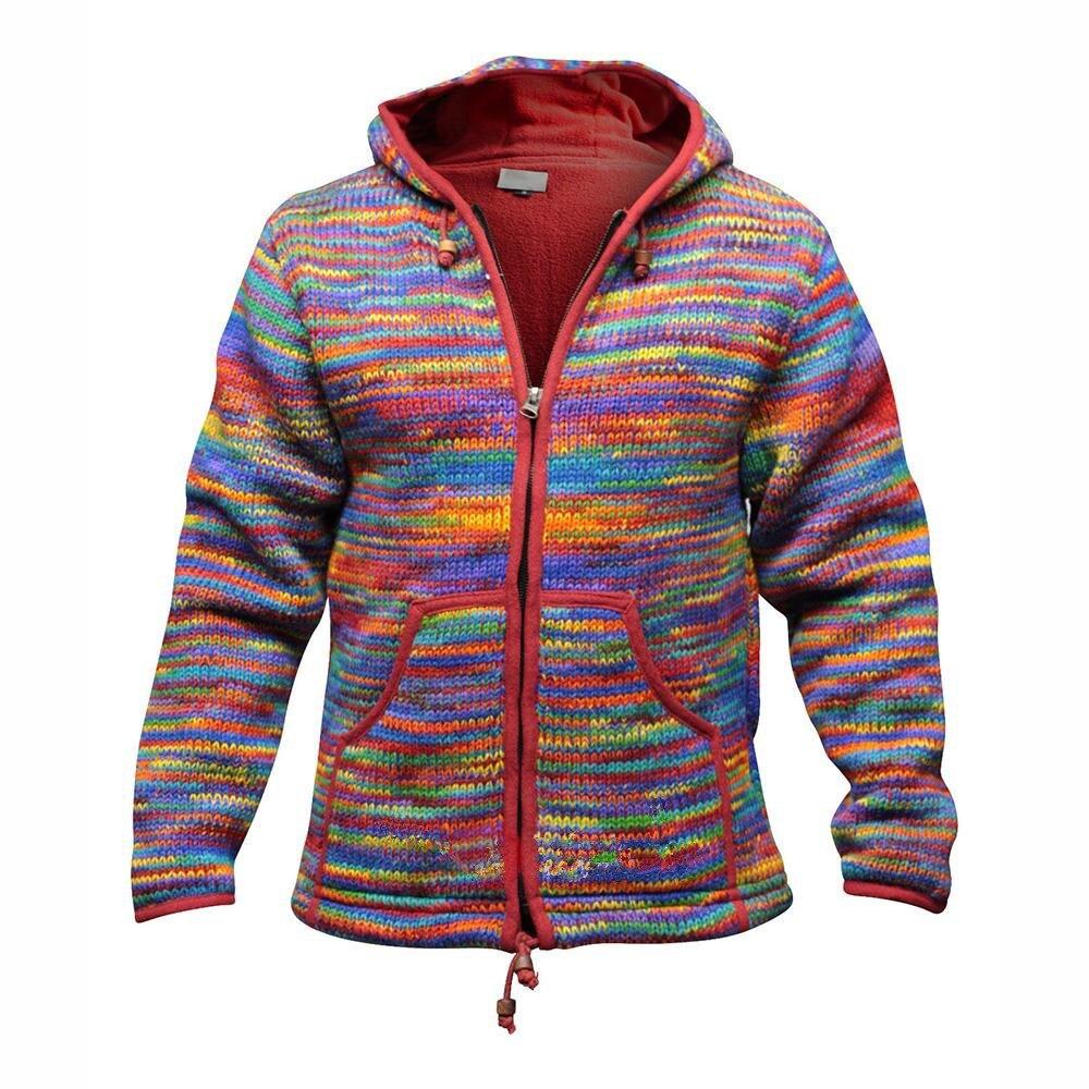 Autumn Winter Men's Hooded Coat Pocket Cardigan Sweater