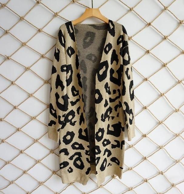 2021 Leopard Print Women Loose Cardigan Sweater