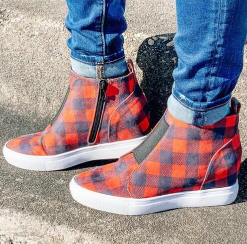 Women's Canvas Zipper Wedges Shoes