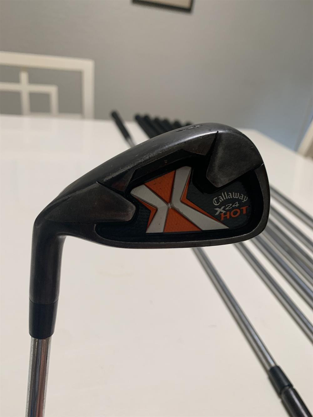 Men's Left Hand X-24 Hot Regular Flex Steel Shaft Iron Set