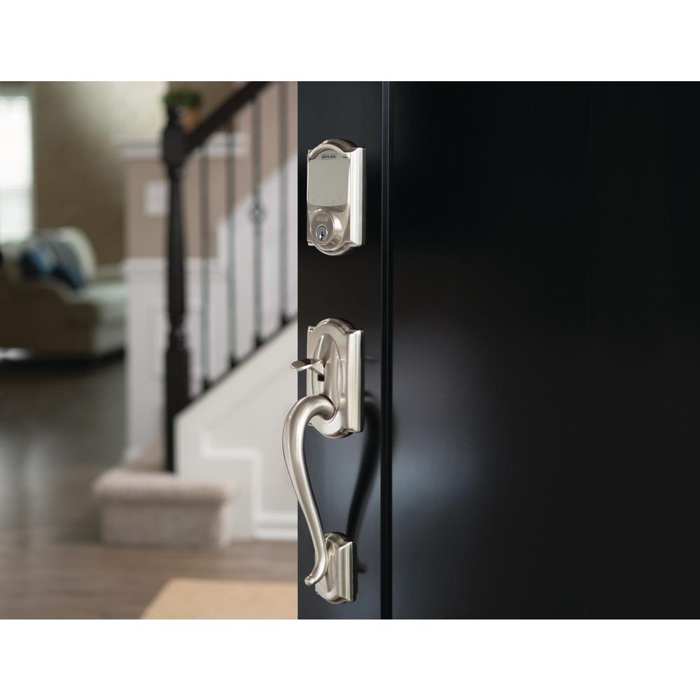 Camelot Satin Nickel Sense Smart Door Lock with Georgian Knob Door Handleset