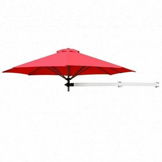 Dur8ft Wall-Mounted Telescopic Folding Tilt Aluminum Sun Shade Umbrella-Burgundy