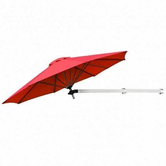 Dur8ft Wall-Mounted Telescopic Folding Tilt Aluminum Sun Shade Umbrella-Burgundy