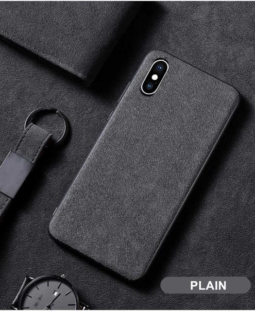 Phone Case - Luxury Vintage Alcantara Leather Soft Protective Phone Case For iPhone XS/XR/XS Max 8/7 Plus