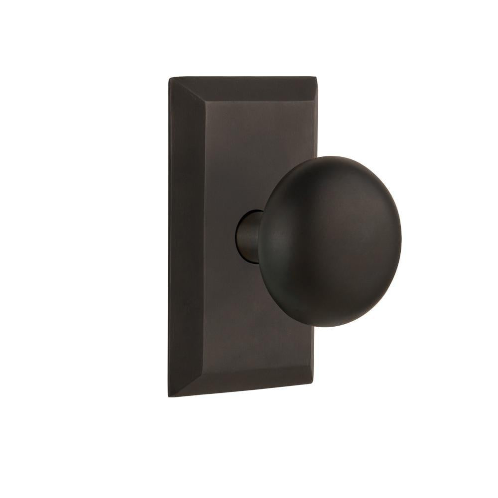 Studio Plate 2-3/8 in. Backset Oil-Rubbed Bronze Privacy Bed/Bath York Door Knob