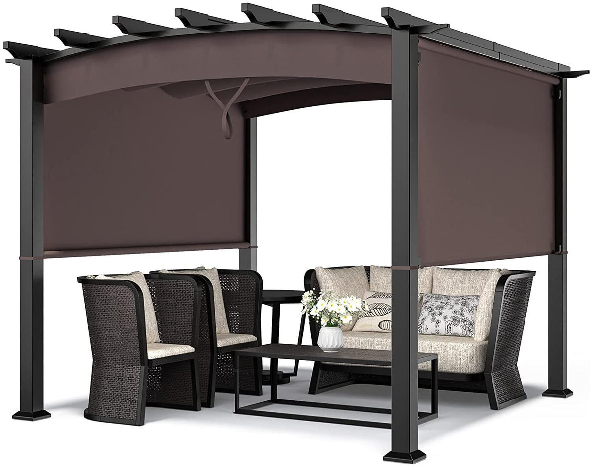 10 x 10 Brown Home Patio Steel  Adjustable Outdoor Canopy Gazebo