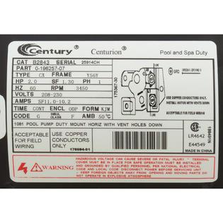 Motor, Century, 2.0hp, 208v-230v, 1-Spd, 56Yfr, SQFL, EE