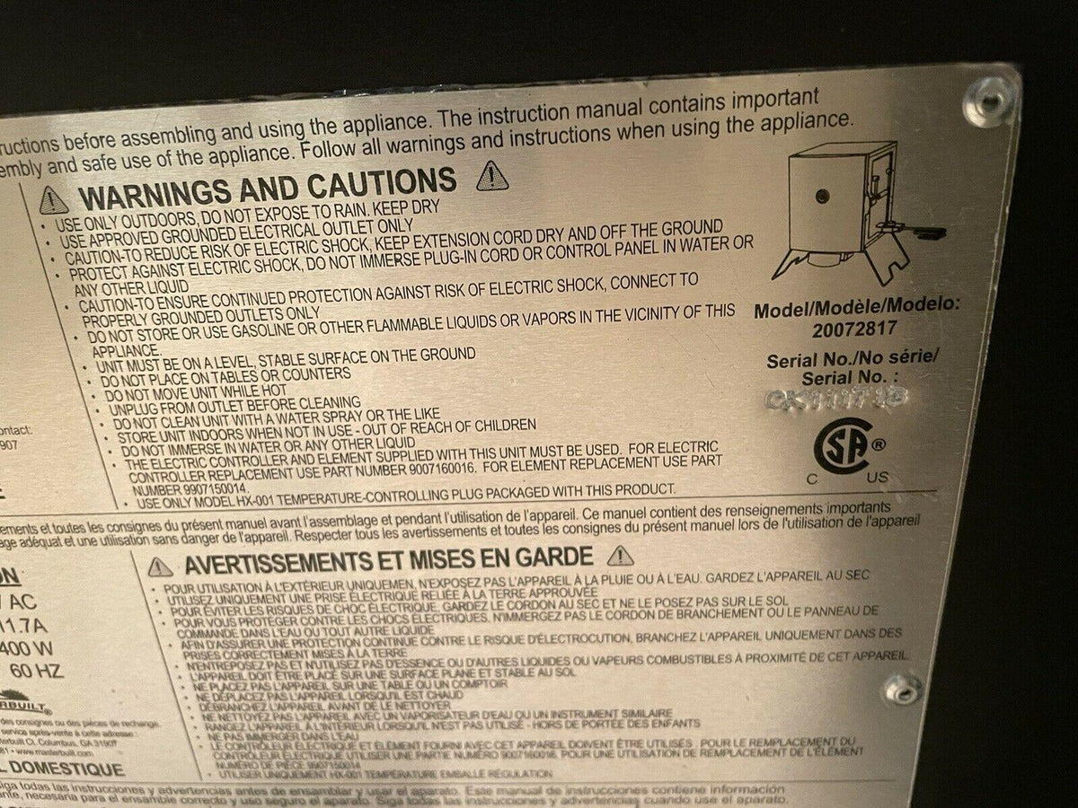 built Portable Electric Smoker - Model 20072817