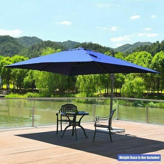 10x13ft Rectangular Cantilever Umbrella with 360 Rotation Function-Navy - Color
