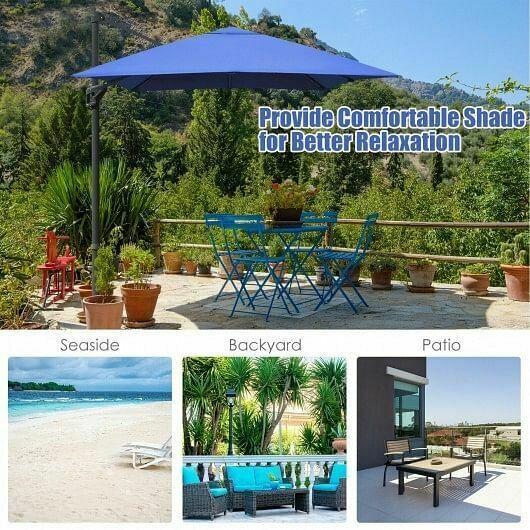 10x13ft Rectangular Cantilever Umbrella with 360 Rotation Function-Navy - Color