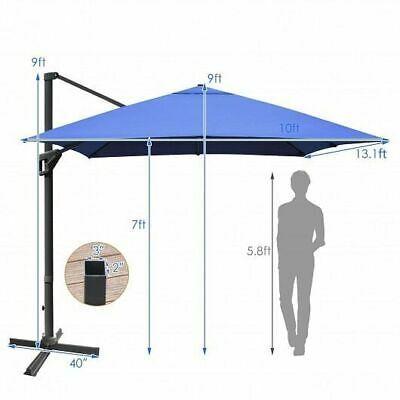 10x13ft Rectangular Cantilever Umbrella with 360 Rotation Function-Navy - Color