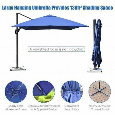 10x13ft Rectangular Cantilever Umbrella with 360 Rotation Function-Navy - Color