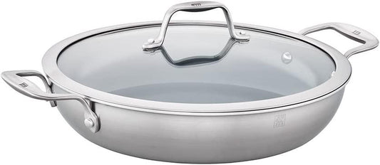 ZWILLING Spirit Ceramic Nonstick Braiser, 4-qt, Stainless Steel/Grey