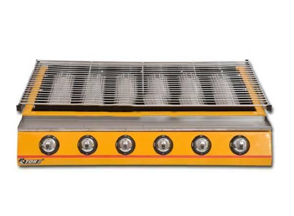 one Commercial 6 head gas-fired grill smokeless barbecue machine