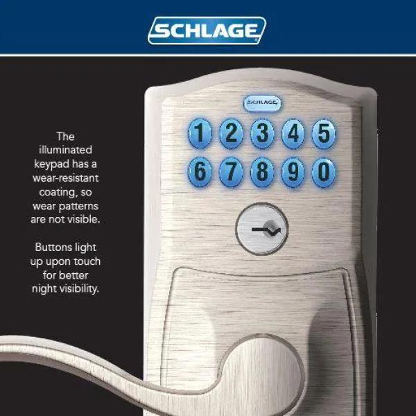 Plymouth Bright Brass Electronic Door Lock with Flair Door Lever Featuring Flex Lock