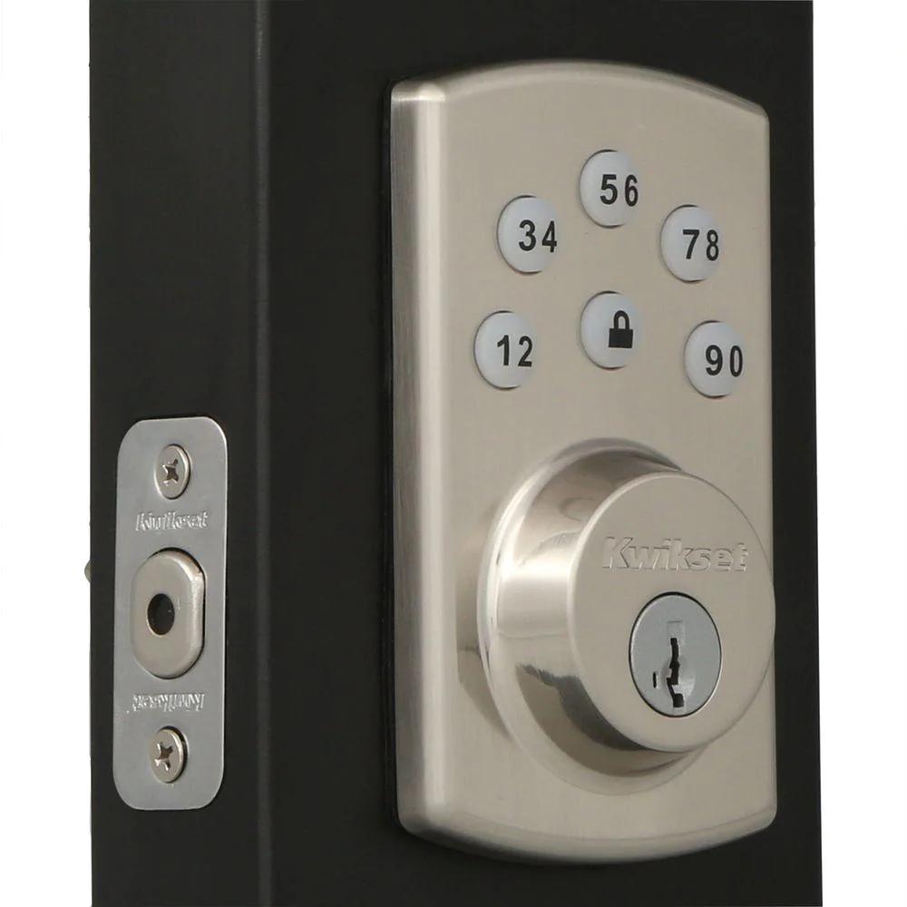 Powerbolt2 Satin Nickel Single Cylinder Electronic Deadbolt Featuring SmartKey Security and Cove PassaKnob