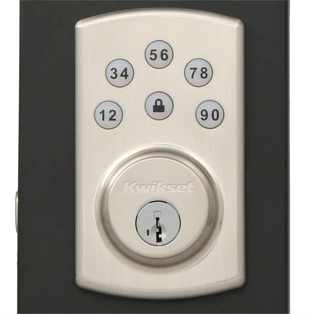 Powerbolt2 Satin Nickel Single Cylinder Electronic Deadbolt Featuring SmartKey Security and Cove PassaKnob