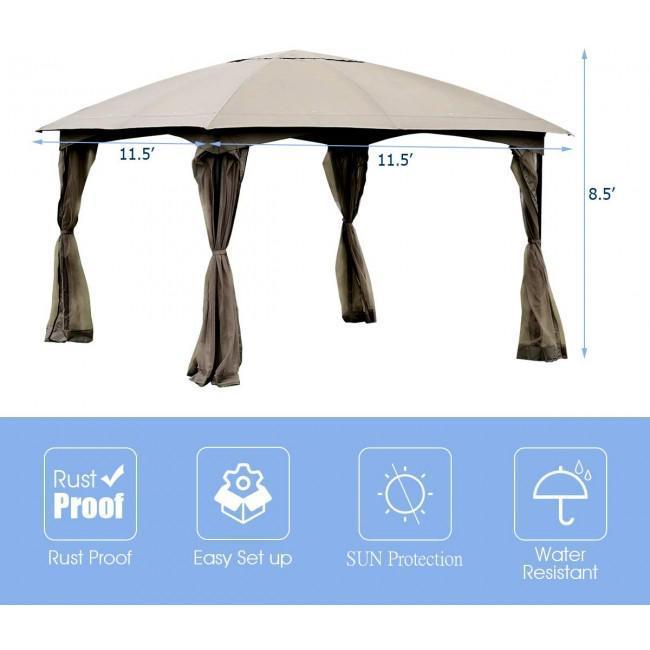 11.5 x 11.5 Feet Fully Enclosed Outdoor Gazebo with 4 Walls