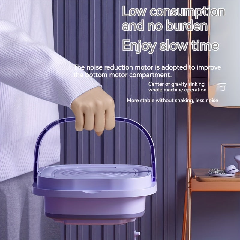 1pc Portable Mini Washing Machine Collapsible Bucket, 8L/3 Modes Effective Steri-lizing Washer With Drain Basket , Underwear Suitable For RV, Travel