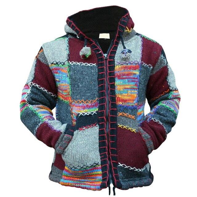 Autumn Winter Men's Hooded Coat Pocket Cardigan Sweater