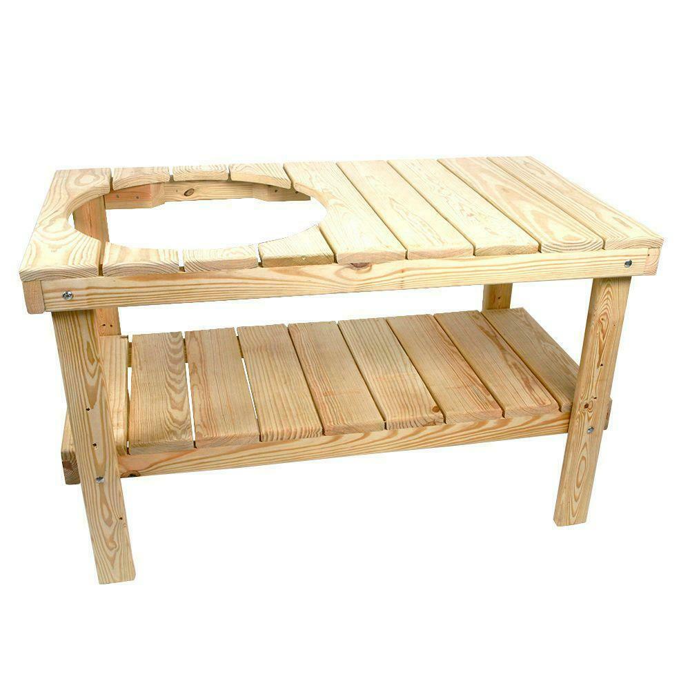 YellaWood Grill Table Kit Adjustable Height Storage Shelf Underneath Wood Grain