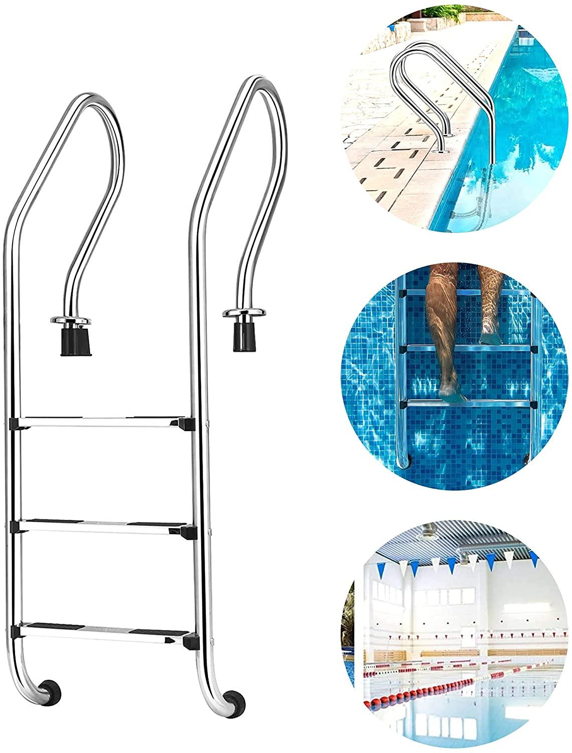 Yu Liao Pool Ladder,Stainless Steel 3‑Step Ladder Non Slip Above Ground Pool Ladder,for Private and Large Swimming Pools