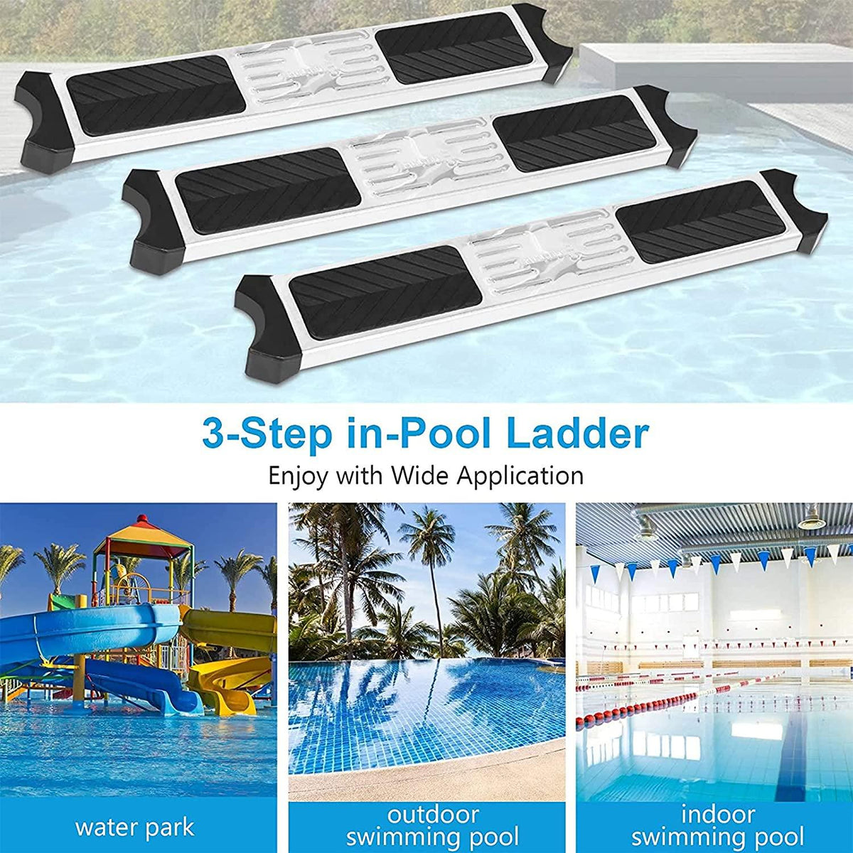 Yu Liao Pool Ladder,Stainless Steel 3‑Step Ladder Non Slip Above Ground Pool Ladder,for Private and Large Swimming Pools