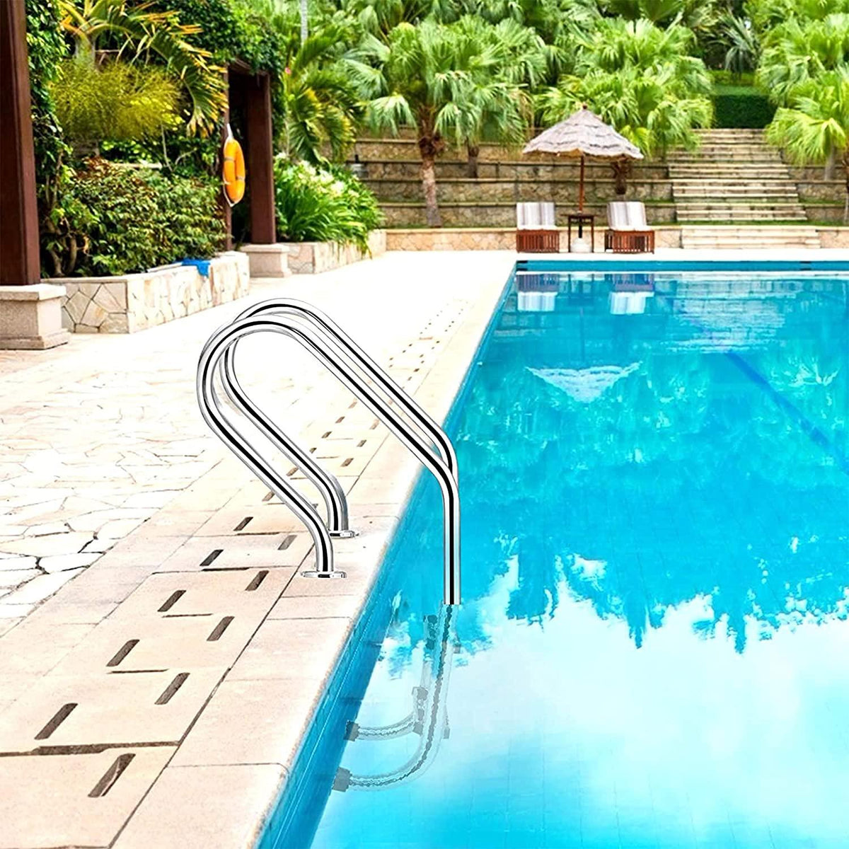 Yu Liao Pool Ladder,Stainless Steel 3‑Step Ladder Non Slip Above Ground Pool Ladder,for Private and Large Swimming Pools