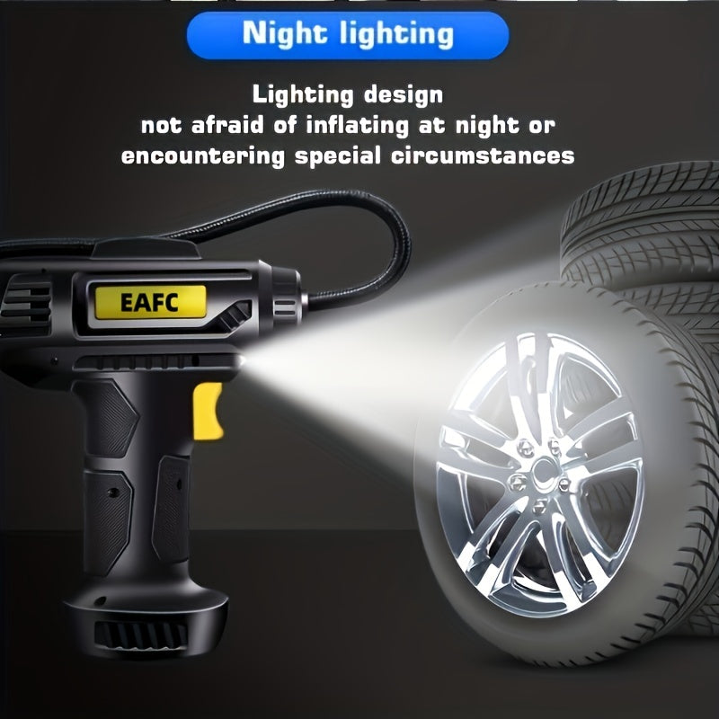 120W Portable Car Air Compressor: Inflate Your Tires With Ease - Wireless &amp; Wired Handheld Pump With LED Light