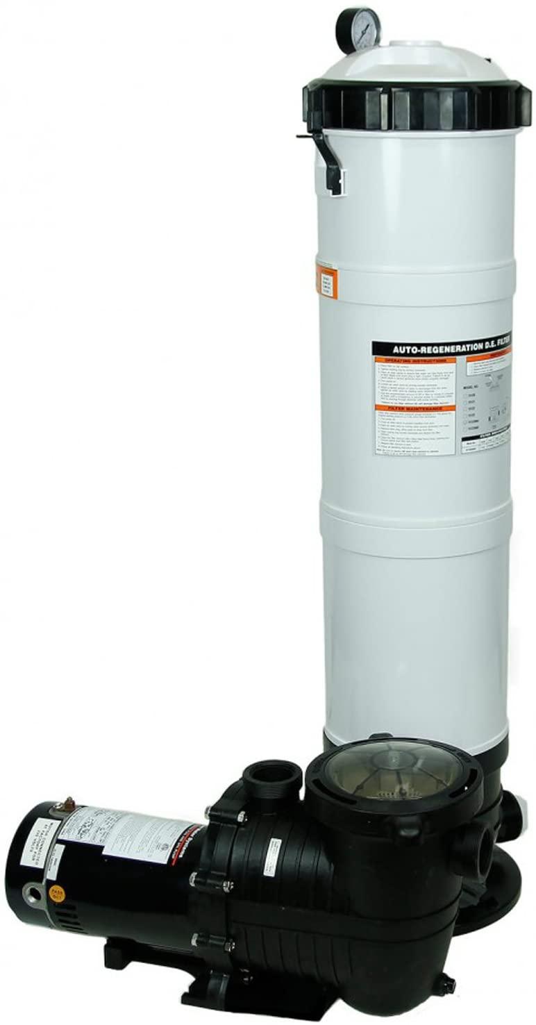 Rx Clear DE Element Inground Swimming Pool Filter System with Mighty Niagara 1 HP Pump | 110/220 Volt | Pools Up to 25,700 Gallons