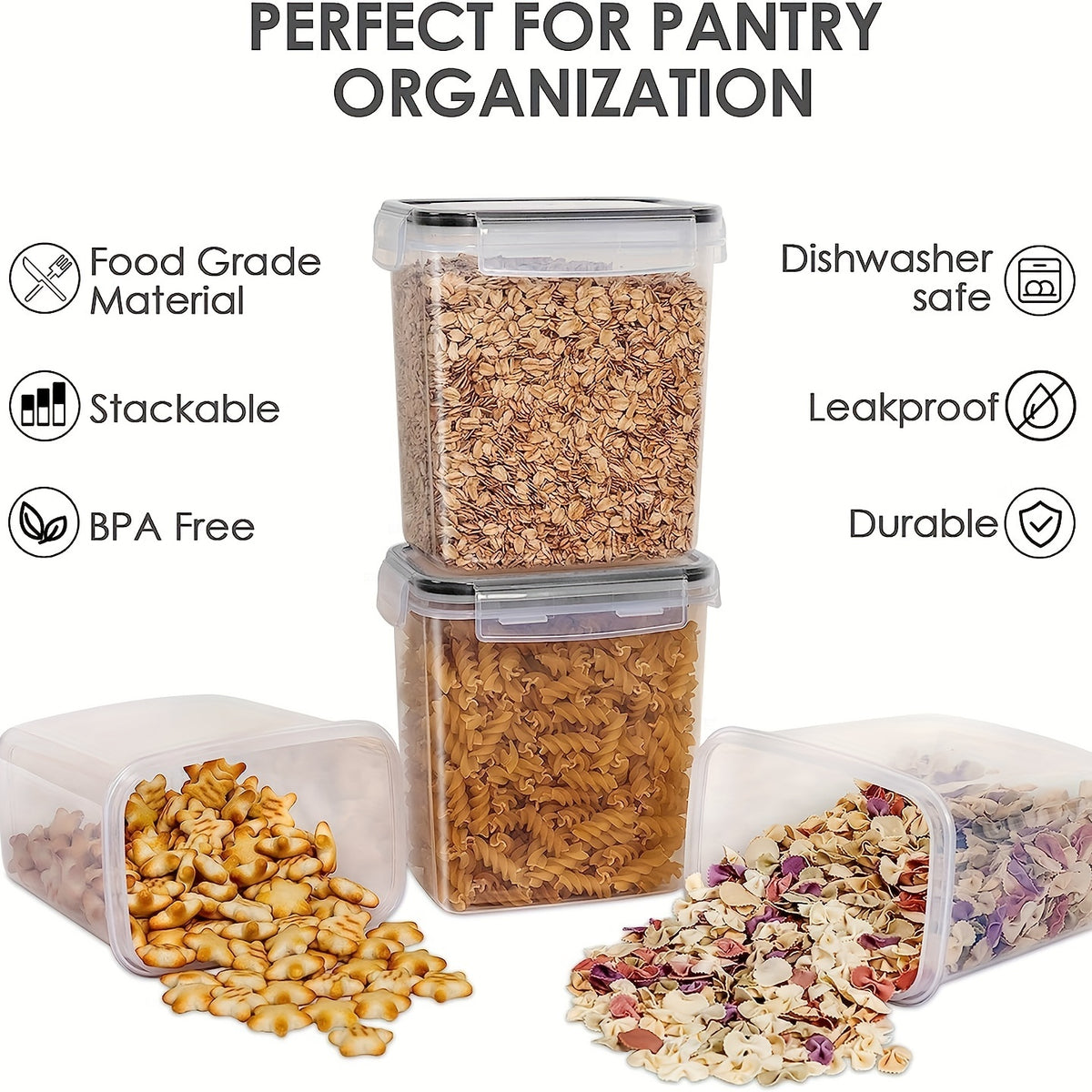24pcs Airtight Food StoraContainers With Lids, BPA Kitchen StoraContainers For Dry Food, Flour And Sugar, With Lables &amp; Marker Pen
