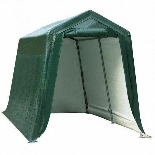 7 x 12 Feet Outdoor Enclosed Carport Shed with All-Steel Metal Frame and Waterp