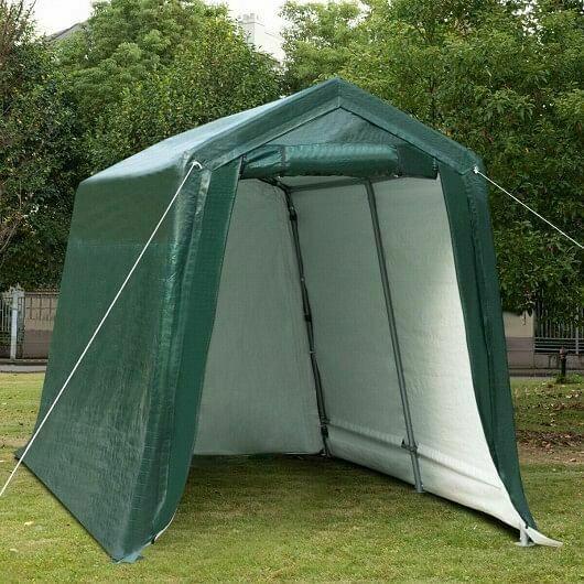 7 x 12 Feet Outdoor Enclosed Carport Shed with All-Steel Metal Frame and Waterp