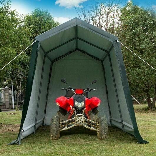 7 x 12 Feet Outdoor Enclosed Carport Shed with All-Steel Metal Frame and Waterp