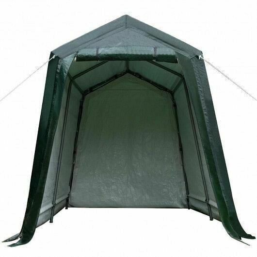 7 x 12 Feet Outdoor Enclosed Carport Shed with All-Steel Metal Frame and Waterp