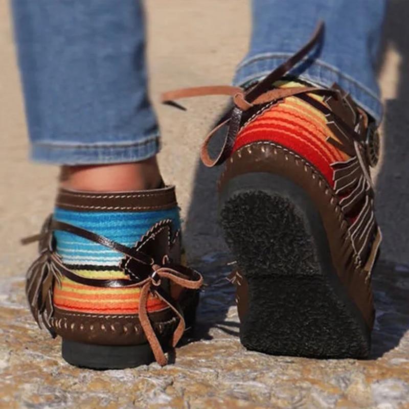 2021 Women's Comfy Flock Sewing Casual Flat Rainbow Boots
