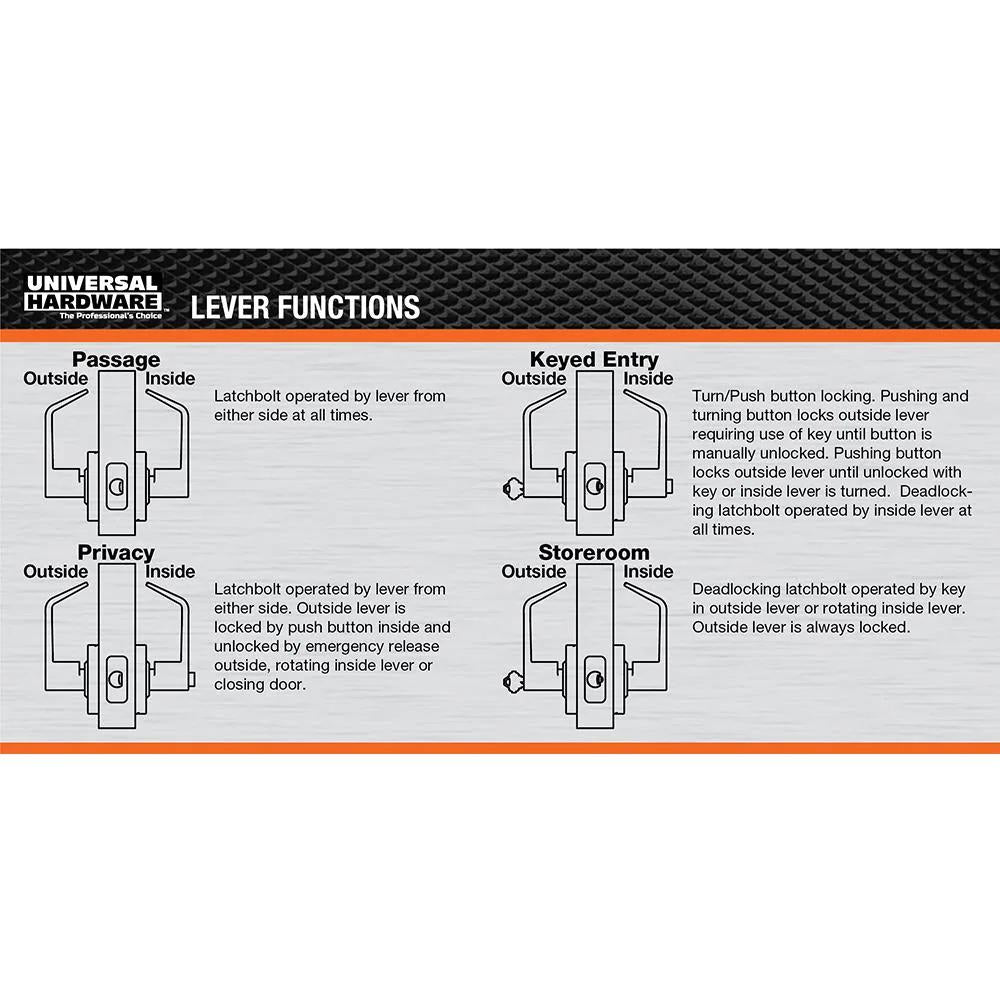 Commercial 2-3/4 in. Satin Chrome Heavy-Duty Storeroom Leverset