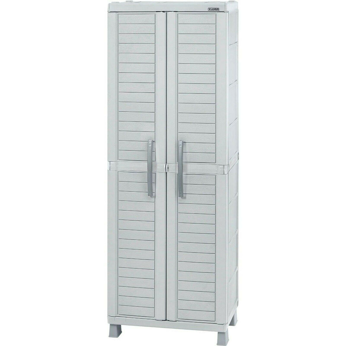 Outdoor Storage Cabinet Plastic Shed Gray 5 Shelves Garden Indoor Garage Utility