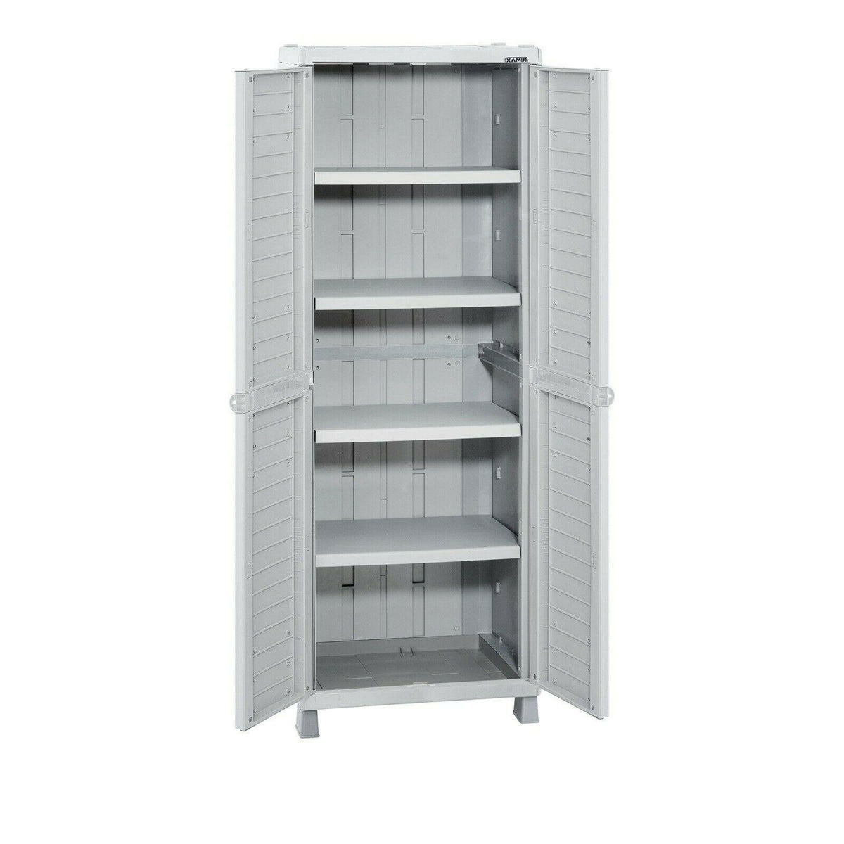 Outdoor Storage Cabinet Plastic Shed Gray 5 Shelves Garden Indoor Garage Utility