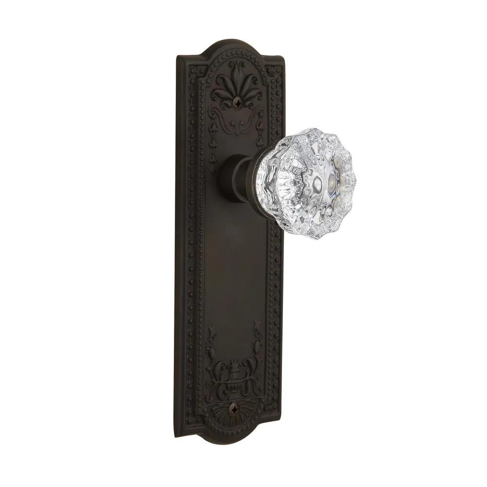 Meadows Plate 2-3/4 in. Backset Oil-Rubbed Bronze PassaHall/Closet Crystal Glass Door Knob