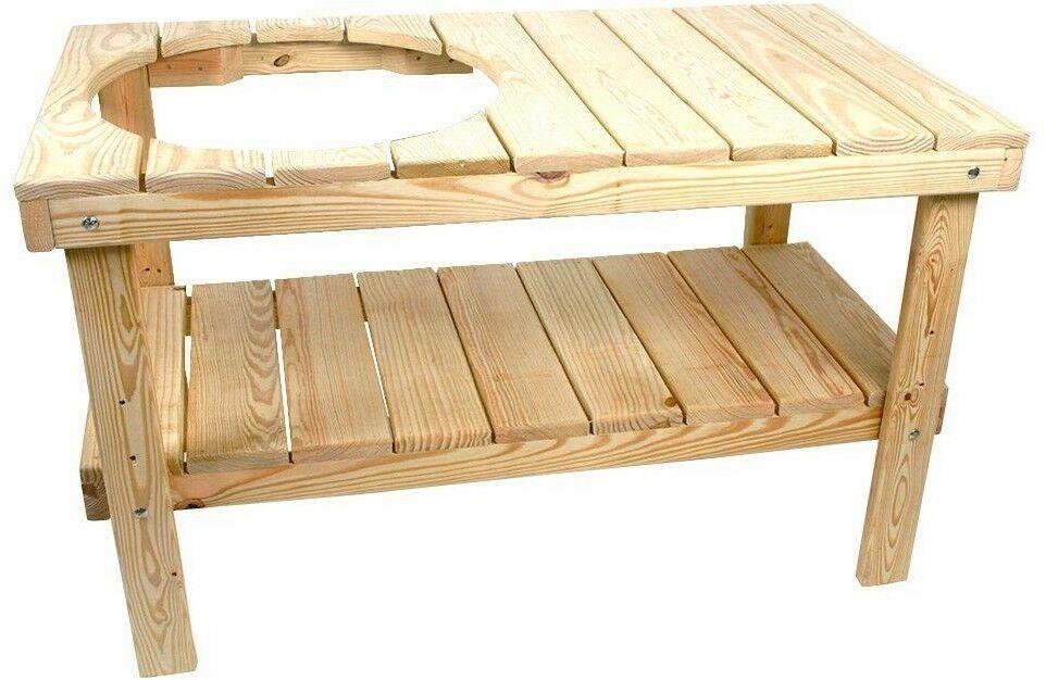 Grill Table Kit Adjustable Height Paintable in Wood Grain with Storage Shelf