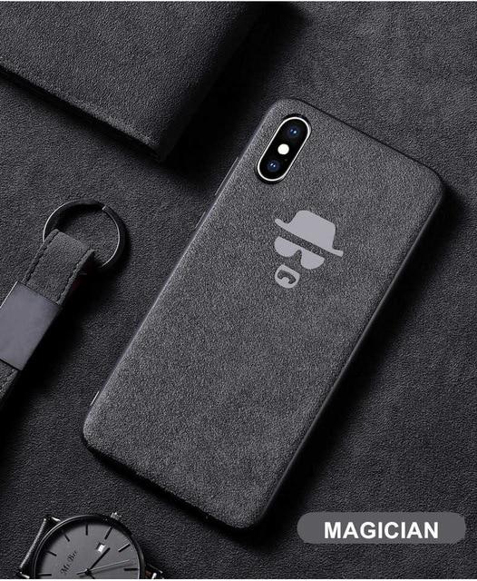 Phone Case - Luxury Vintage Alcantara Leather Soft Protective Phone Case For iPhone XS/XR/XS Max 8/7 Plus