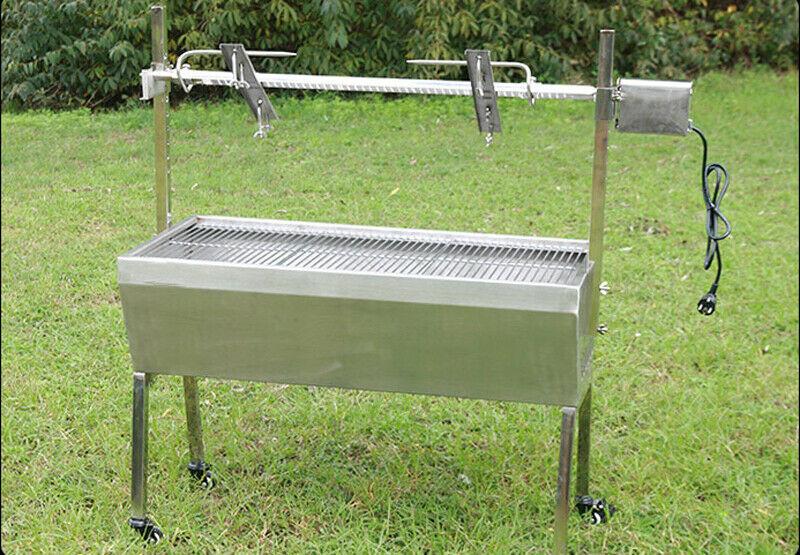 46" Stainless Steel Spit Roaster 110V Outdoor BBQ Cooking Lamb Chicken Grill