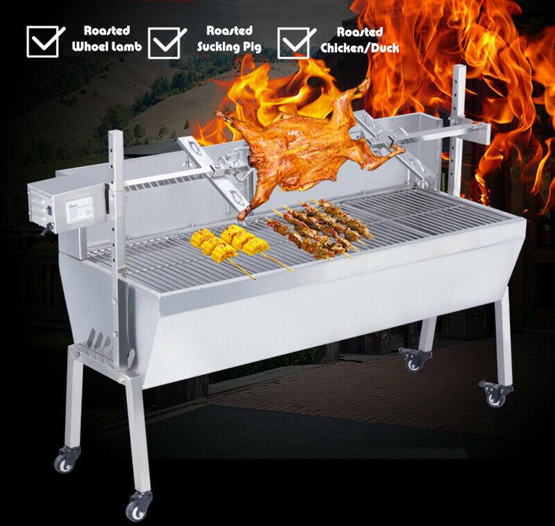 46" Stainless Steel Spit Roaster 110V Outdoor BBQ Cooking Lamb Chicken Grill