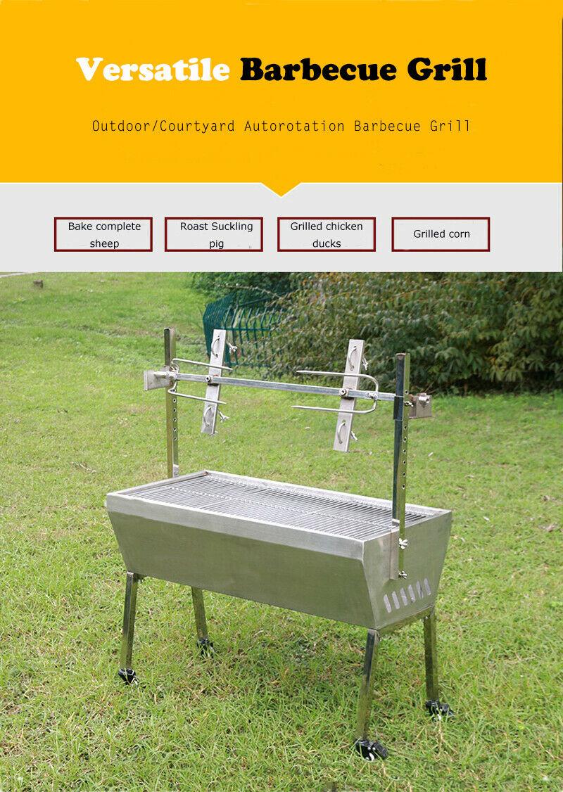 46" Stainless Steel Spit Roaster 110V Outdoor BBQ Cooking Lamb Chicken Grill
