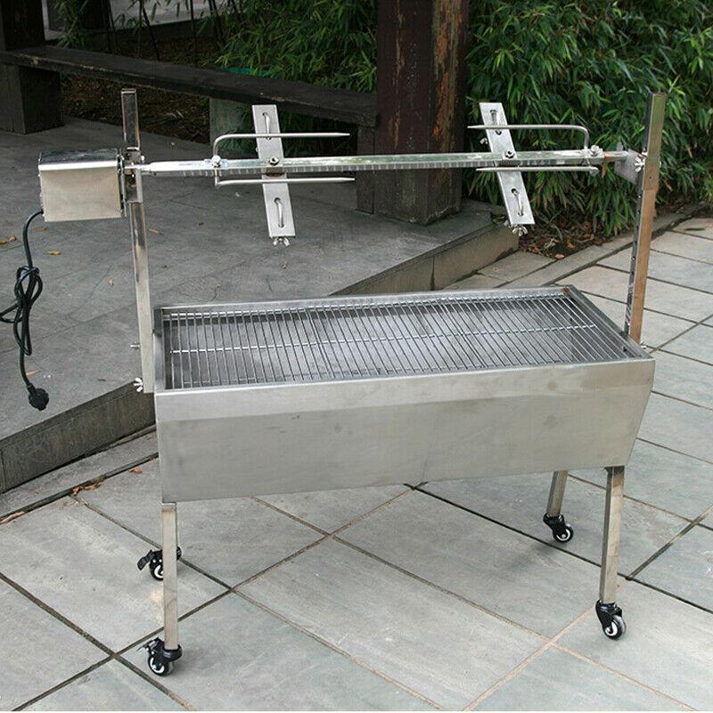 46" Stainless Steel Spit Roaster 110V Outdoor BBQ Cooking Lamb Chicken Grill